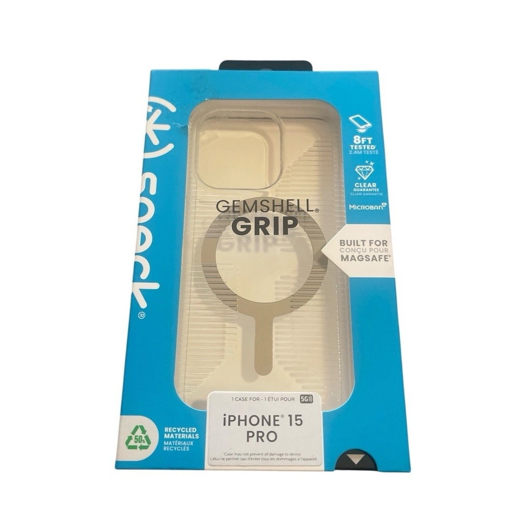 Speck Gemshell Grip for Apple iPhone 15 PRO Clear MagSafe New